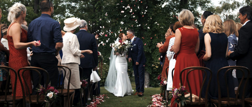 Shotover Wedding Film Confetti Kiss