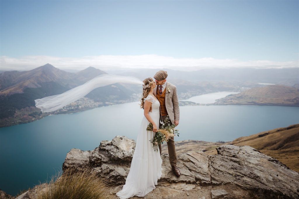 Mountain Top Heli Wedding Shot